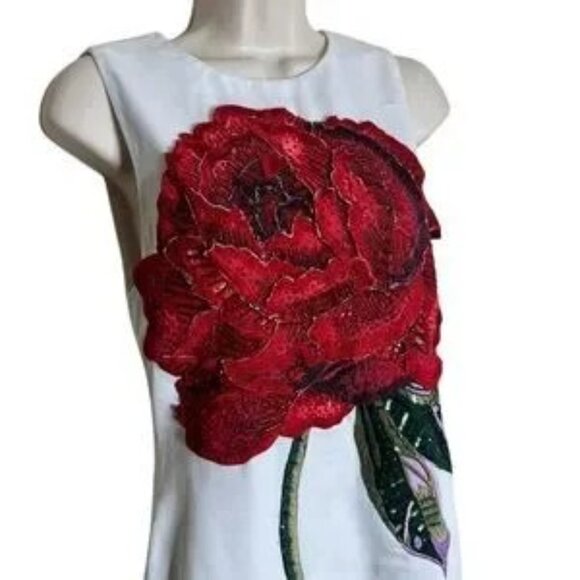 NWT Alice + Olivia Clyde Embellished Rose Shift Dress size 6 - Picture 6 of 8